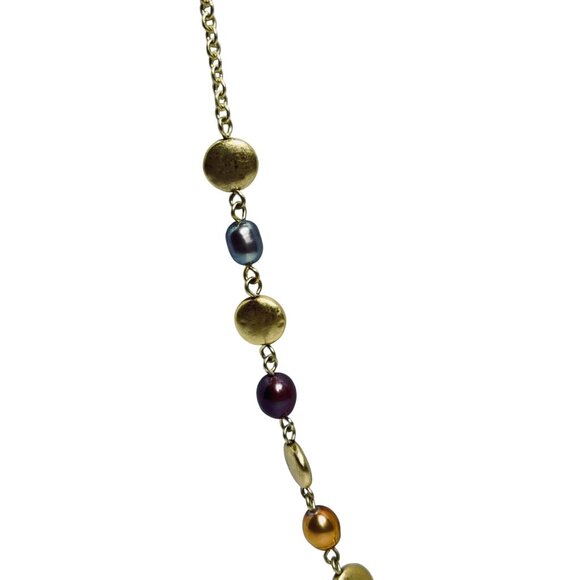 Lia Sophia Matt Gold Tone Coin Bead & Pearl Necklace (5829) - Picture 4 of 9